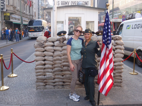 Terry Struck and a Female US Army MP at check Point Charlie, Berlin.